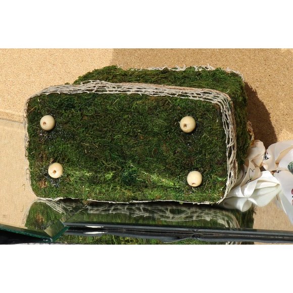 Handmade Moss Purse | Fully Lined | Functional | Spring Moss Bag | Easter Basket - Picture 14 of 15